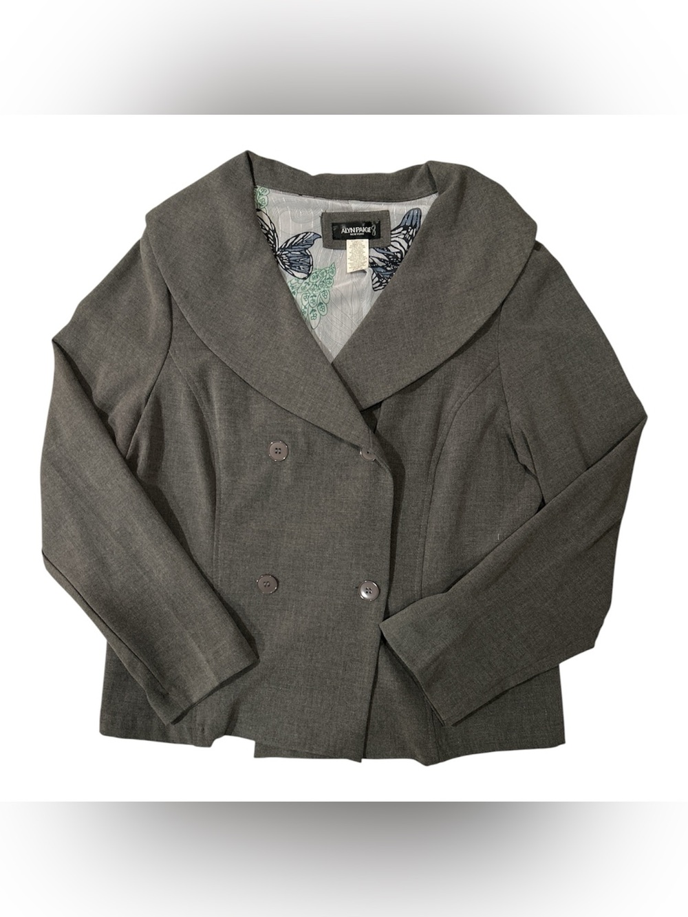 Alyn Paige New York Vintage Women’s Gray Double-Breasted Jacket Sz 16